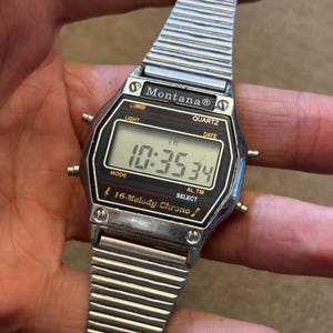 Rare, working, 18 melodies, collectible, antique, Montana wristwatch, retro, popular Montana watch, men&#39;s USSR watch, quartz, gift, compact