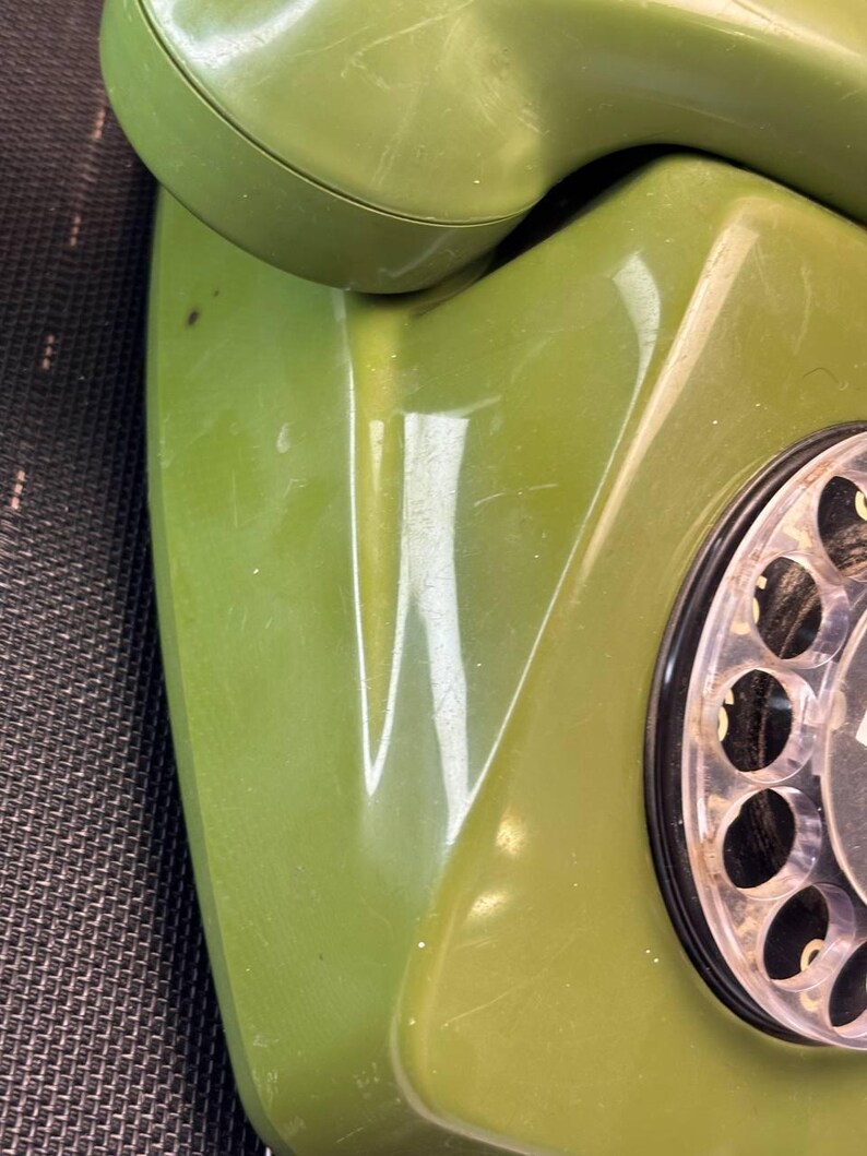 Rotary telephone, Green corded telephone, USSR, Siemens, Vintage, Germany, Vintage green desk phone, Retro phone GDR, for collection, not tested image 7