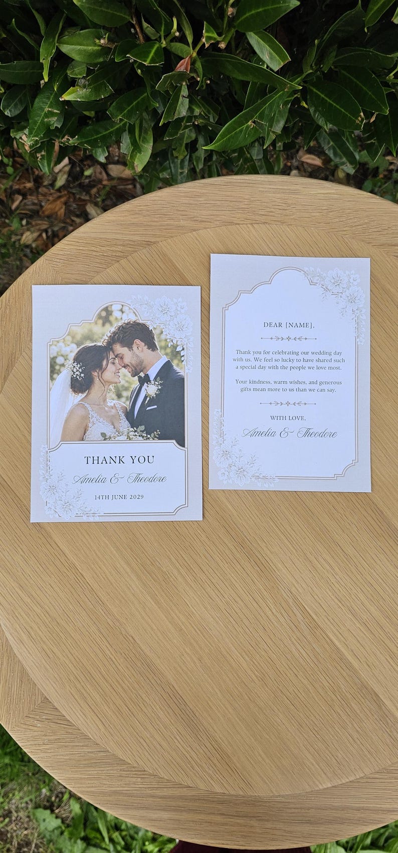 Editable Wedding Thank You Card With Photo, Double-sided 5x7 Canva ...