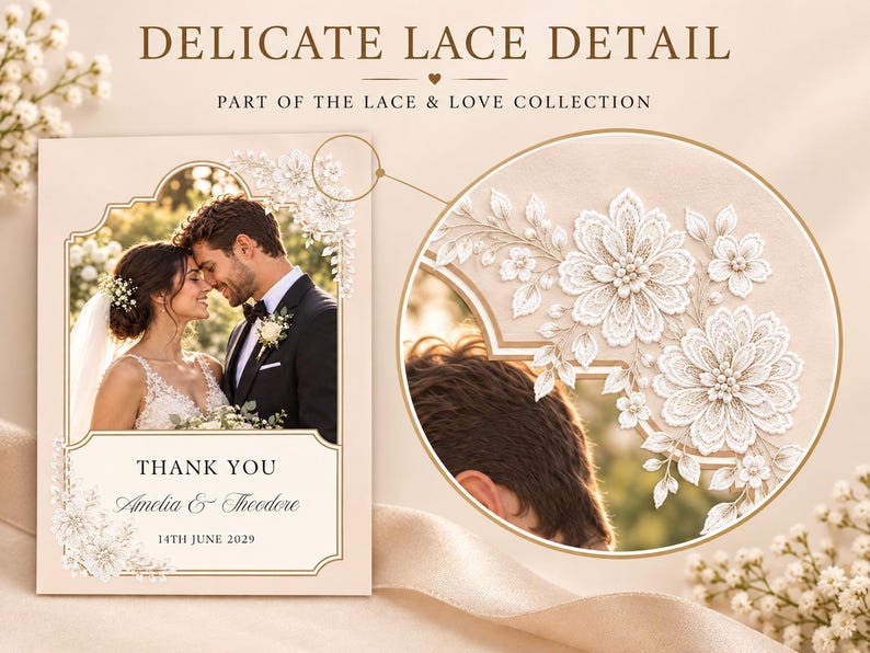 Editable Wedding Thank You Card With Photo, Double-sided 5x7 Canva ...