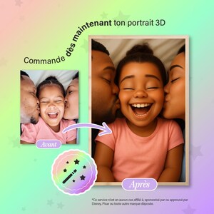 Portrait personnalisé 3D style cartoon à partir de photo | Cadeau couple, famille, ami, digital, illustration personnalisée