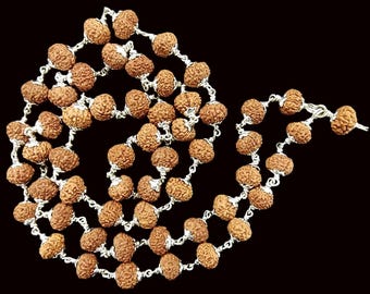 Rare 8 Mukhi Rudraksha Mala - Ganesha Mala in Pure Silver