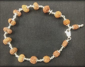 Rudraksha Siddha Armband: Reines Silber, Gauri Shankar & Ganesha Rudraksha