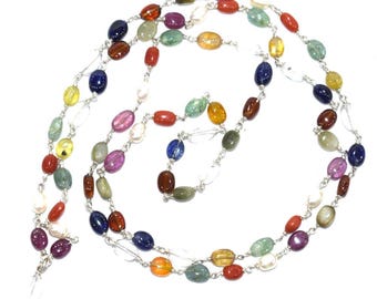 Navratna Mala (Precious Gems) In Pure Silver