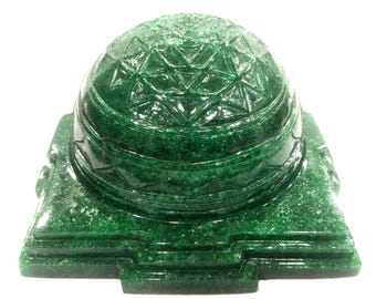 Green Jade Shree Yantra Dome: Kurma Prishtha