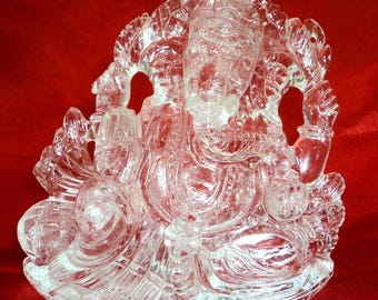 Lord Ganesha in Natural Pure Sphatik - Quartz Crystal Ganesha - 682 gms - Certified