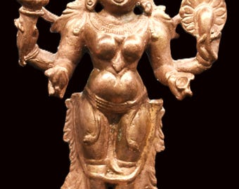 KolhaPur Mahalaxmi (Ambabai) Idol in Pure Solid Copper – 4.5 inches