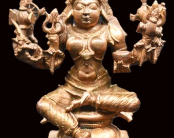 Goddess Shakti - Parvati / Mariamman / KarumariAmman in Pure Solid Copper