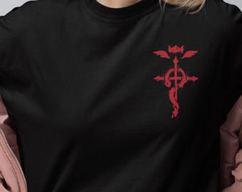 Unisex, Red Symbol Fullmetal Shirt, 90s Anime Lover Shirt, Homunculus, Fma Alchemist Brotherhood Manga, FMAB Best GIFT, FMA Pocket Tshirt