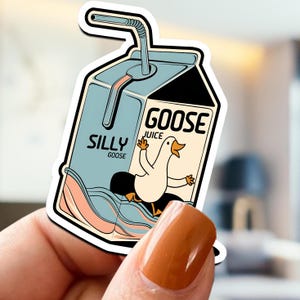 Silly Goose Juice Meme Sticker, Funny Goose Sticker, Cool Duck Meme Sticker For Water Bottles, Weirdcore Gen Z Humor Sticker, Silly Stickers