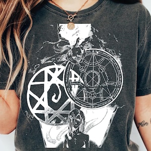 Unisex, Fullmetal Anime Shirt, Brothers, Edward and Alphonse Elric Anime Tee, Alchemist Brotherhood, Gate of Alchemy, FMA Retro Manga Tshirt