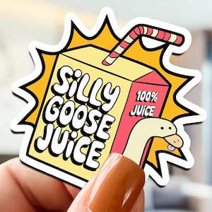 Silly Goose Juice Meme Sticker, Funny Goose Sticker, Cool Duck Meme Sticker For Water Bottles, Weirdcore Gen Z Humor Sticker, Silly Stickers