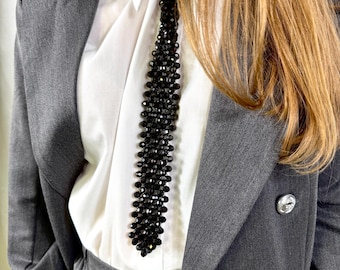 Handmade Beaded Tie – Unique Jewelry Accessory, Elegant Beadwork Fashion, Statement Gift