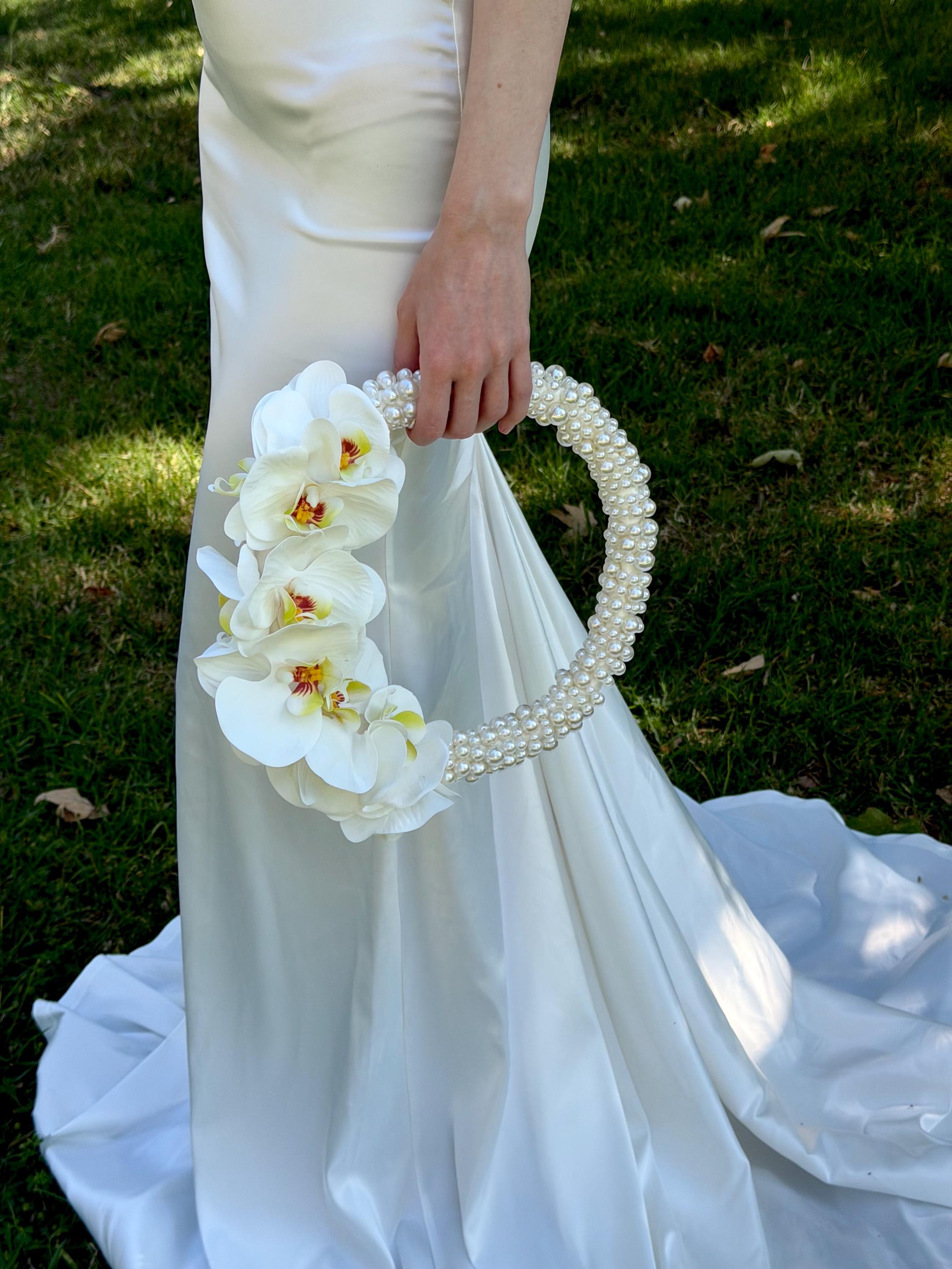 Orchid Bridal Bouquet With Pearls
