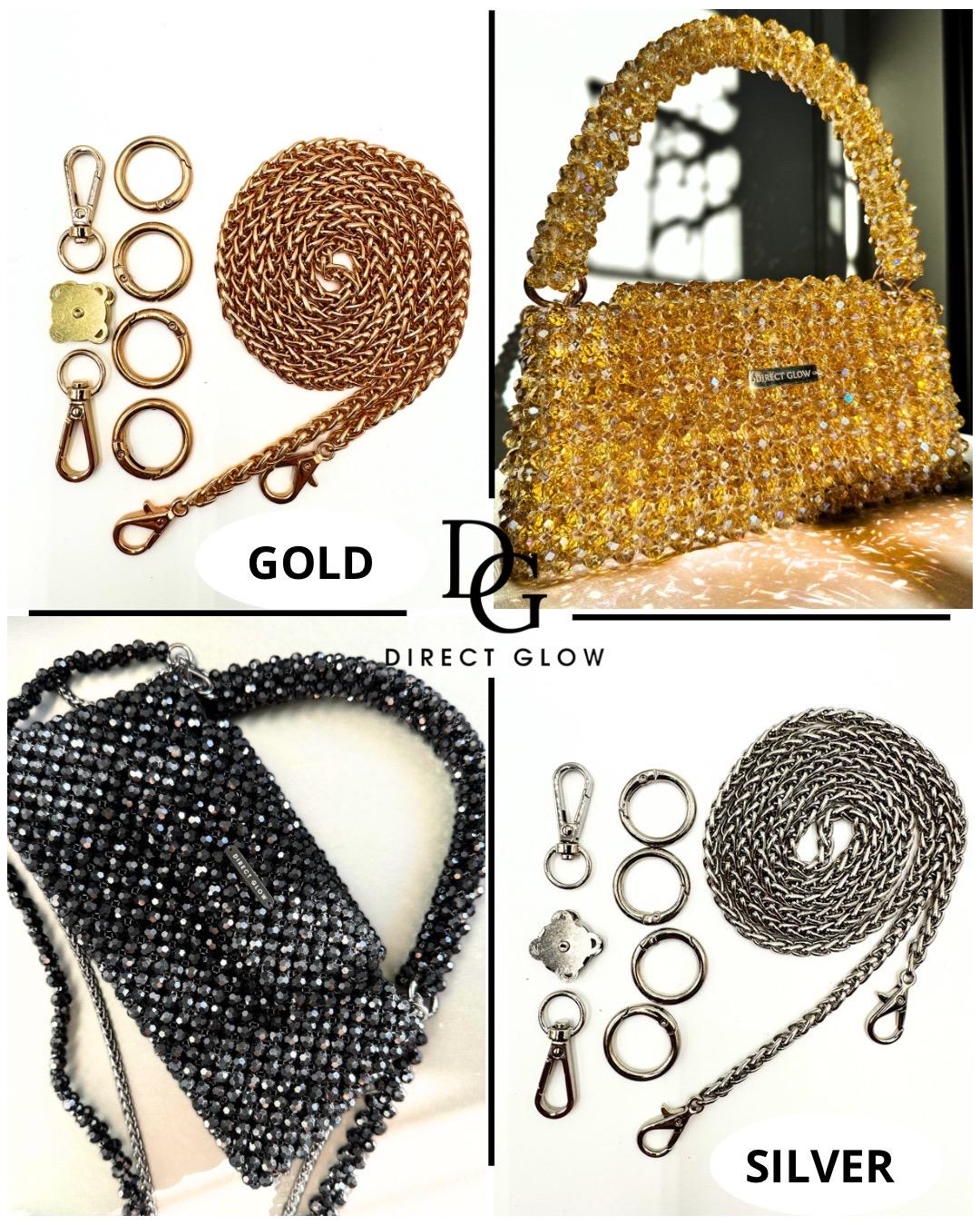 Kit DIY Chaînes De Sac - 10 Sets Possibles - Chaînes Dorées, Perles, Breloques émaillées, Outils Inclus