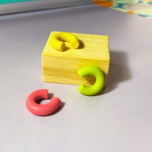 Chunky Ear Cuffs Polymer Clay | Pack of 2 | Colourful Stackable Statement Pair | No Piercing Ear Accessories | Spring/Summer Jewellery