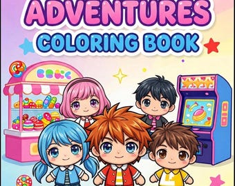 Digital Printable Anime Adventures Coloring Book for Kids