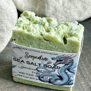 Sea Salt Soap, handcrafted soap, salt soap, green soap, spa soap, coarse salt soap, fresh scent soap, cascade cottage apothecary