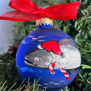 Santa salmon personalizable hand-painted glass ball Christmas ornament, Christmas decorations,Personalizable Christmas Gifts ,