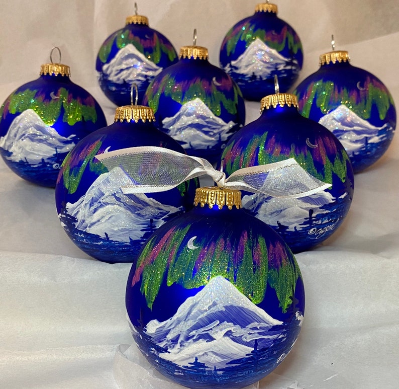 NORTHERN LIGHTS HANDPAINTED Christmas Ornament Etsy