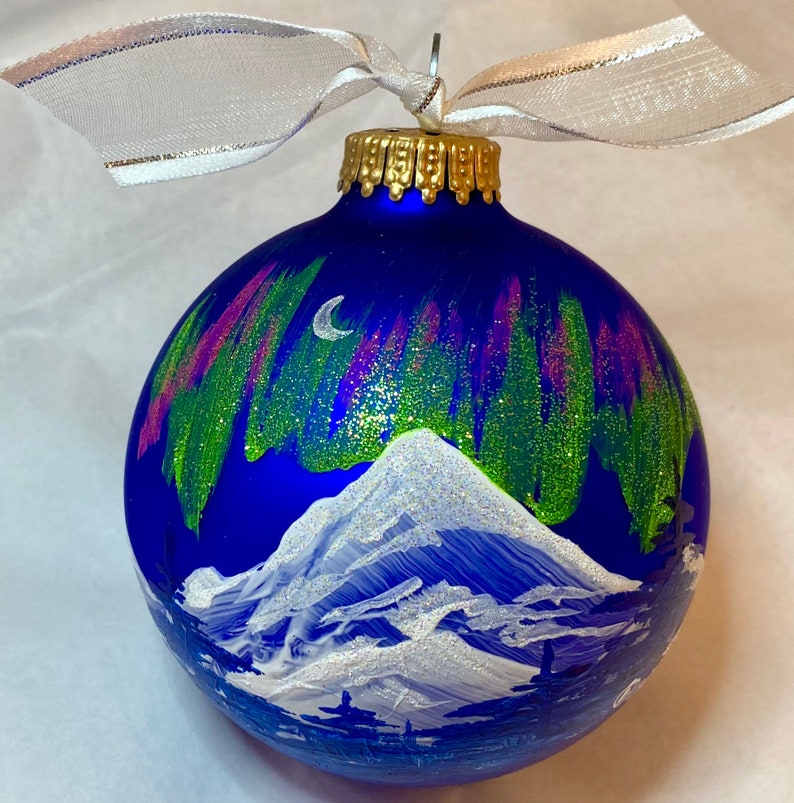 NORTHERN LIGHTS HANDPAINTED Glass ornaments Personalizable Gifts Decor and souvenirs image 2