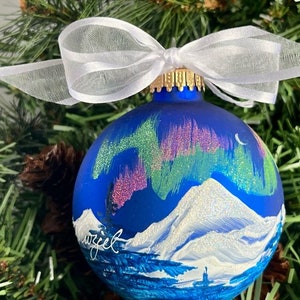 NORTHERN LIGHTS HANDPAINTED Glass ornaments Personalizable Gifts Decor and souvenirs image 5