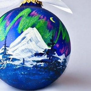 NORTHERN LIGHTS HANDPAINTED Glass ornaments Personalizable Gifts Decor and souvenirs image 3