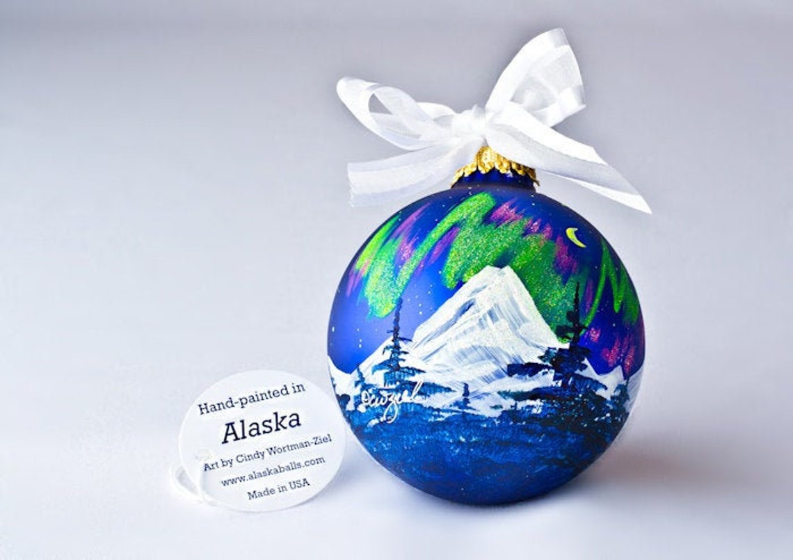 NORTHERN LIGHTS HANDPAINTED Christmas Ornament Etsy