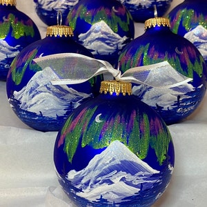 NORTHERN LIGHTS HANDPAINTED Glass ornaments Personalizable Gifts Decor and souvenirs image 4