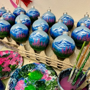 Handcrafted glass Fireweed Ornaments Personalizable Gifts, decor and souvenirs