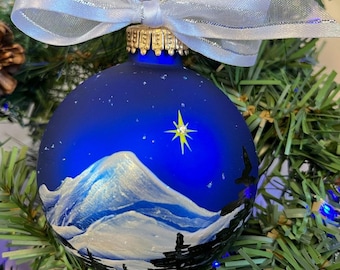 Silent Night Hand-painted glass Christmas Ornament Personalizable Christmas gifts and decor.