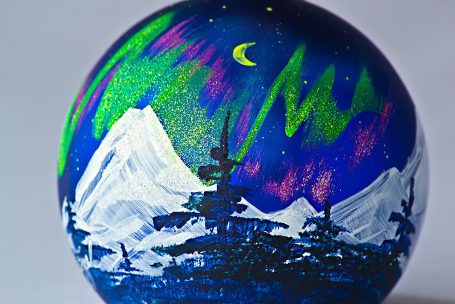 NORTHERN LIGHTS HANDPAINTED Christmas Ornament Etsy