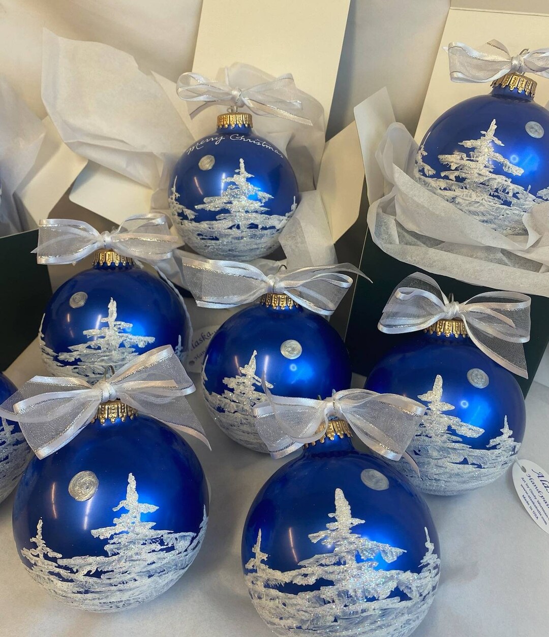 Winter Moon Magic Handpainted Glass Christmas Ornament and - Etsy