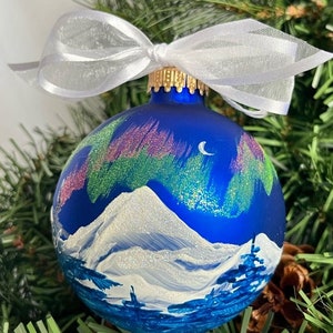 NORTHERN LIGHTS HANDPAINTED Glass ornaments Personalizable Gifts Decor and souvenirs image 6