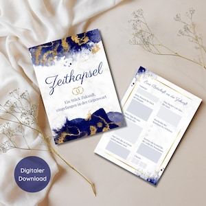 Zeitkapsel Hochzeit Königsblau | Digitale Gästebuch-Alternative zum Ausdrucken | PDF Download