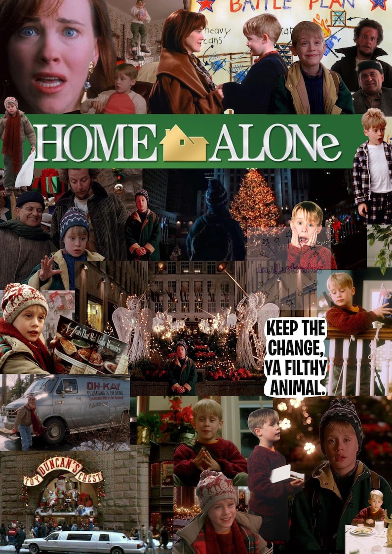 Home Alone Movie Collage Print | Christmas Wall Art | Holiday Nostalgia ...