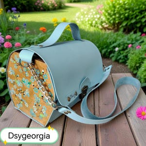 vegane Ledertasche, vegane blaue Ledertasche, Crossbody-Tasche, handbemalte Tasche, Öko-Leder Schultertasche, Geschenk für hier,