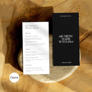 Elegant Wedding Menu Template: Double-Sided Reception Sign (Canva Editable, Printable PDF)