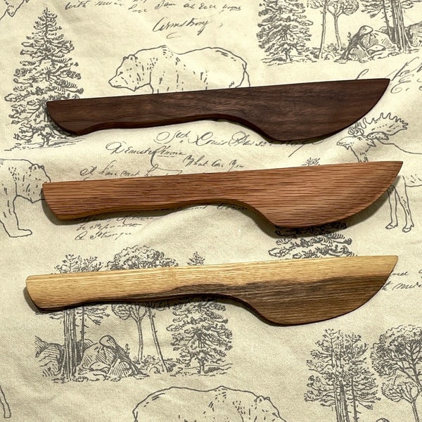 Made in America, Walnut, Oak & Ash Wood Knives, Handmade Wood Kitchen Utensil, Wooden Knife, Charcuterie Knife, Spreader Knife, Wood Knife