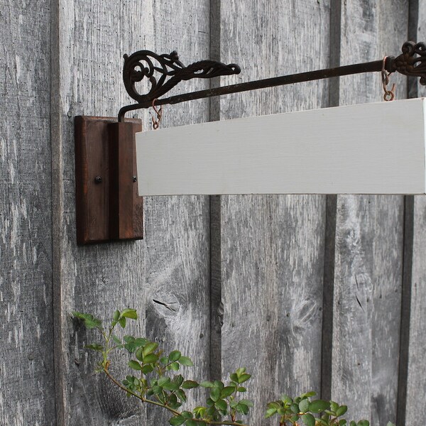 Vintage Victorian Sign bracket with Wooden Wall Mount & Blank Sign, C81