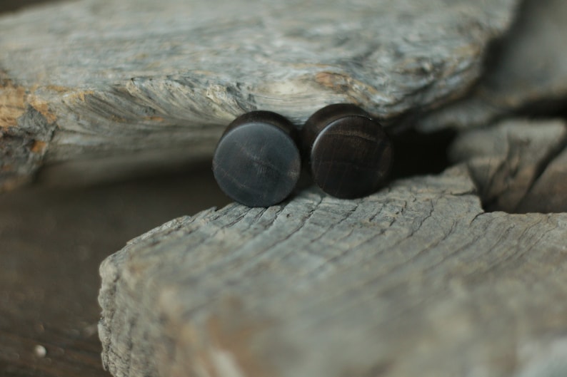 Bog Oak Wood Plugs PAIR made to order Wooden custom size Double Flare Plugs