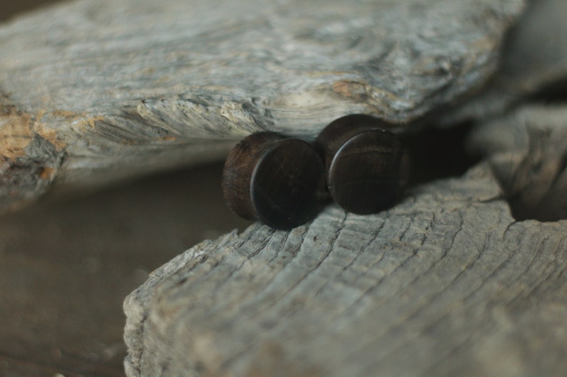 Bog Oak Wood Plugs PAIR made to order Wooden custom size Double Flare Plugs