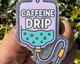Caffeine Drip Badge Reel | IV Bag Style ID Holder for Nurses, Coffee Lovers