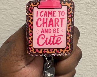 Funny Nurse Badge Reel | Leopard Print Glitter Clipboard Holder