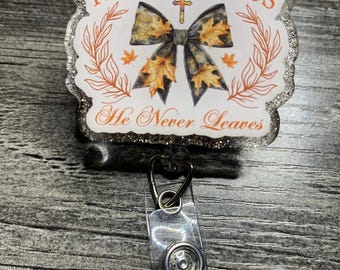 Fall for Jesus Badge Reel – Christian Autumn-Themed ID Holder