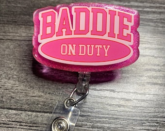 Baddie On Duty Retractable Badge Reel – Pink & Sassy