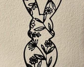 Floral Easter Bunny Sculpture Deco – 3D-Printed Spring Decoration | 7.3” Tall & Multiple Color Options