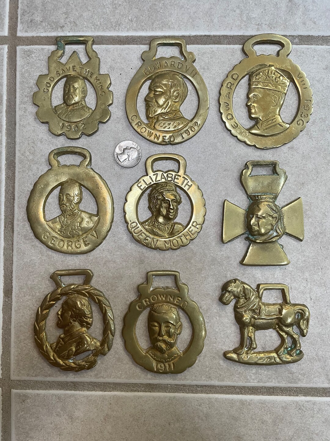 Lot of 9 Vintage Brass Horse Harness Brasses Etsy