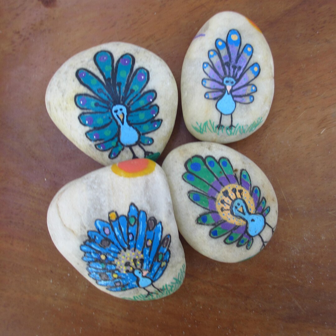 Peacocks Rock! Art Rocks Painted Rocks Etsy