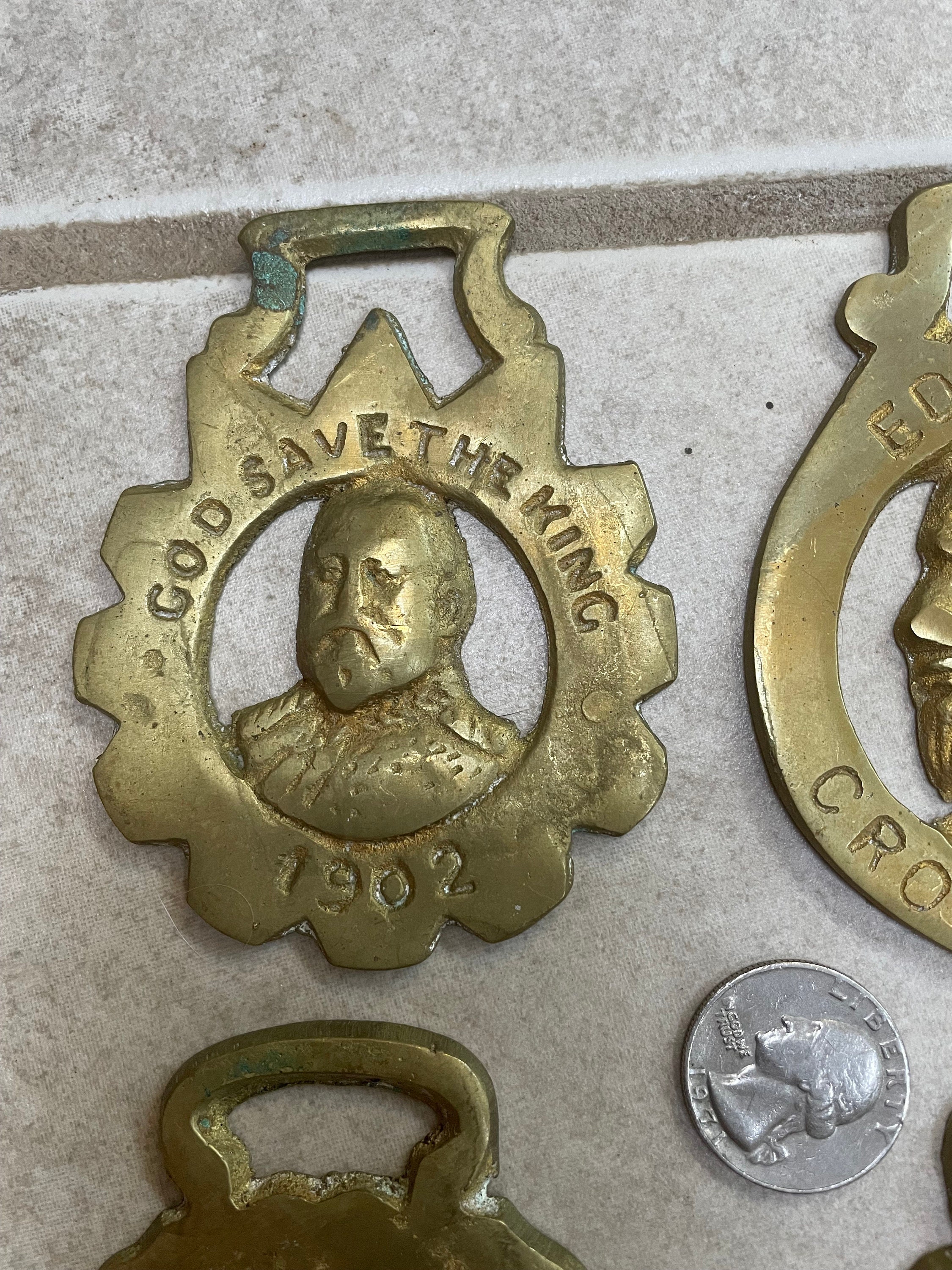 Lot of 9 Vintage Brass Horse Harness Brasses Etsy